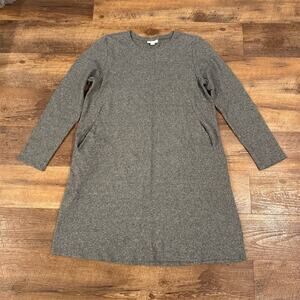 Pure Jill Sweater Dress M Tall Gray Knit Tunic Cozy Pockets Minimalist READ